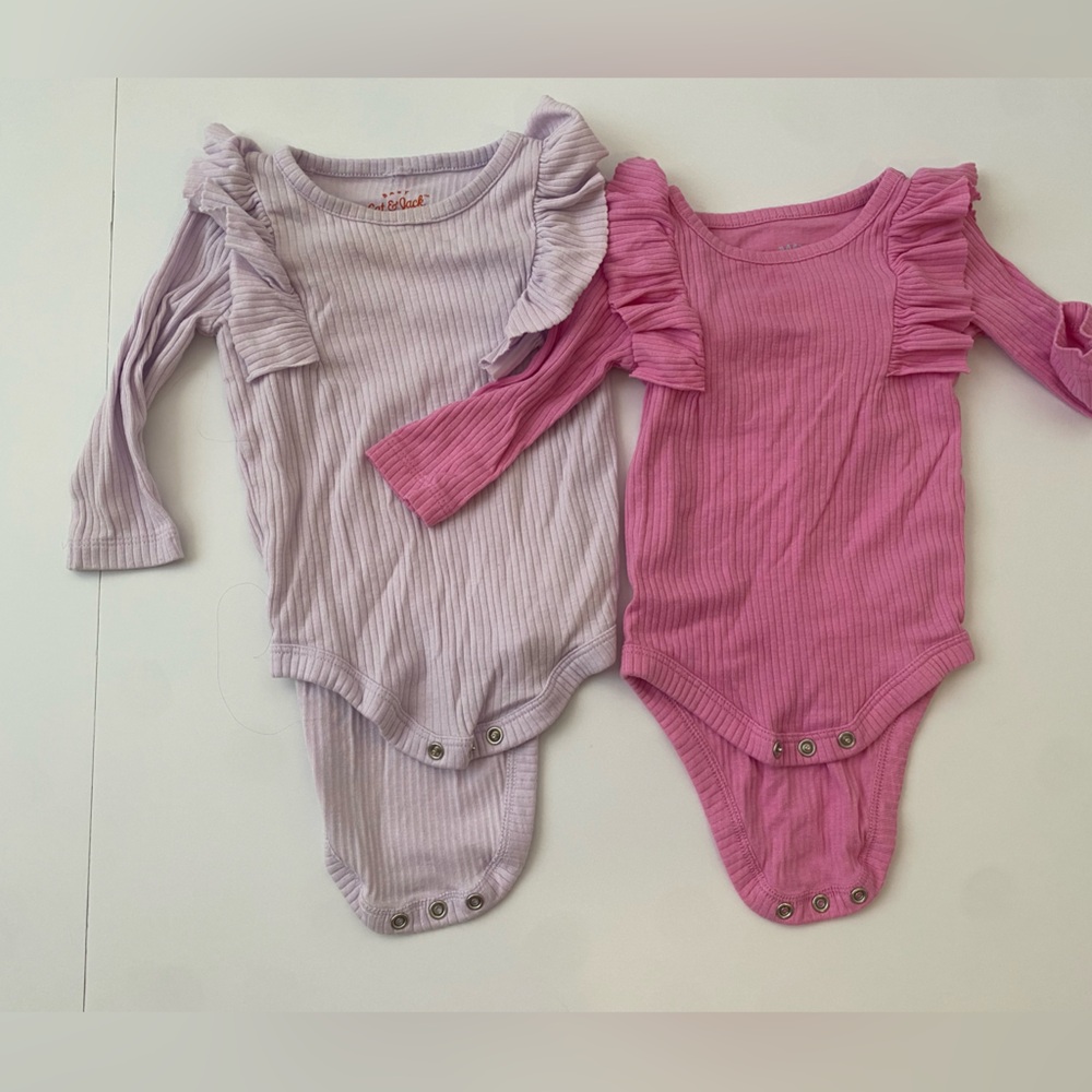 Ruffled Long Sleeve Kids One Piece Set - Pink and Purple Cat & Jack